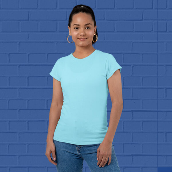 Sky-Blue-round-neck-tshirts-for-Women-at-goatprints