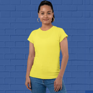 New-Yellow-round-neck-tshirts-for-Women-at-goatprints