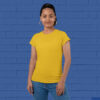 Musturd-yellow-round-neck-tshirts-for-Women-at-goatprints