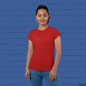 Red-round-neck-tshirts-for-Women-at-goatprints